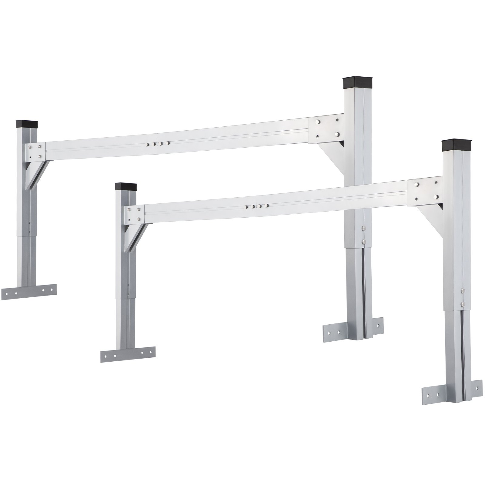 Portaescaleras de techo universal VEVOR, apto para furgonetas de 6.2'-8.3' de ancho, portaescaleras de remolque de aluminio ajustable de 2 barras con capacidad de 330 libras, para furgonetas de carga, camiones o camionetas, plateado
