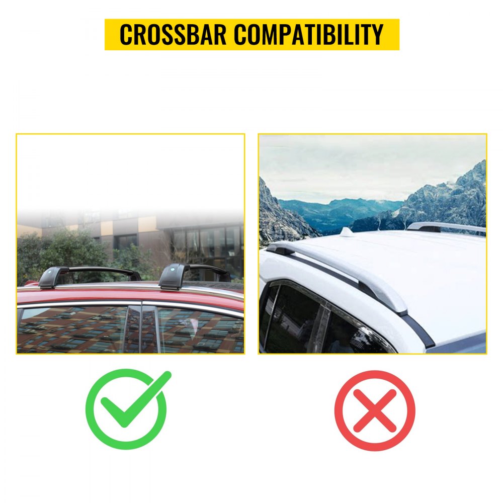 Barras transversales VEVOR para techo de Hyundai Tucson compatibles con Green Check y Red Cross.