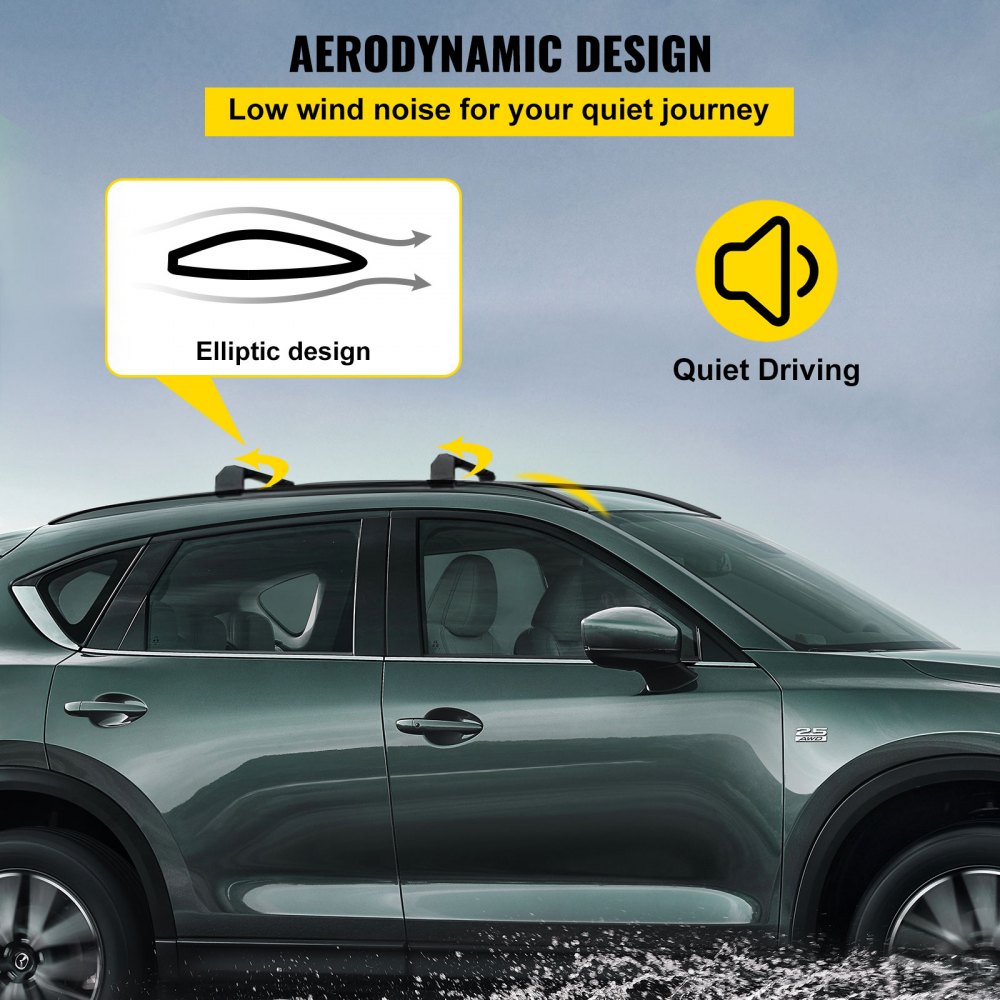 Portaequipajes VEVOR para Mazda CX-5 con diseño elíptico aerodinámico para una conducción silenciosa.