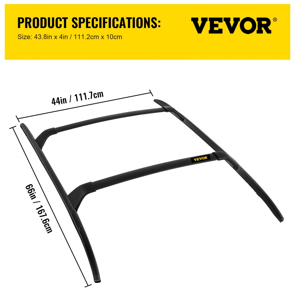 Portaequipajes VEVOR para Mazda CX-5, dimensiones: 43,8 pulgadas x 4 pulgadas, 44 pulgadas y 66 pulgadas.