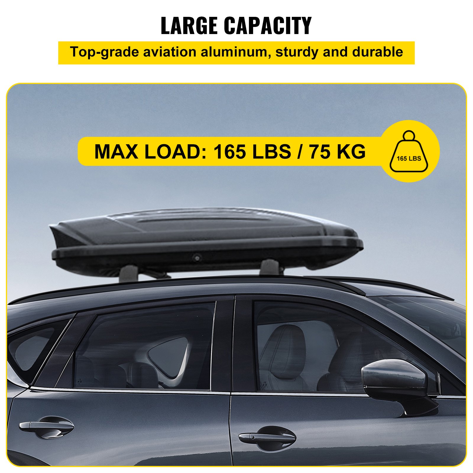 Portaequipajes VEVOR para Mazda CX-5 con carga máxima de 165 libras, fabricado en resistente aluminio de aviación.