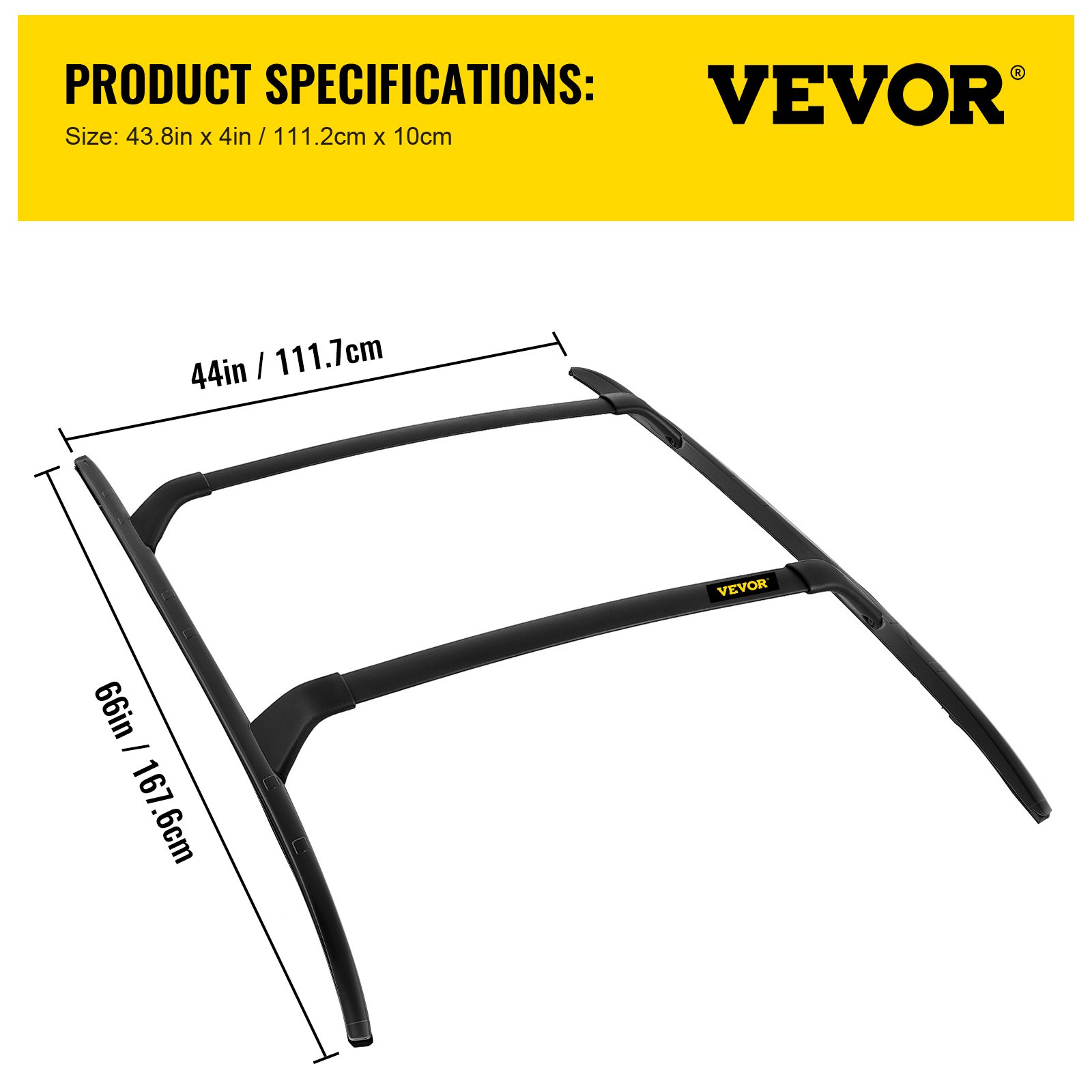 Portaequipajes VEVOR para Mazda CX-5, dimensiones: 43,8 pulgadas x 4 pulgadas, 44 pulgadas y 66 pulgadas.