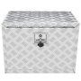 Caja para debajo de la carrocería del camión VEVOR con diseño robusto de placa de diamante plateado y cerradura con pestillo seguro.