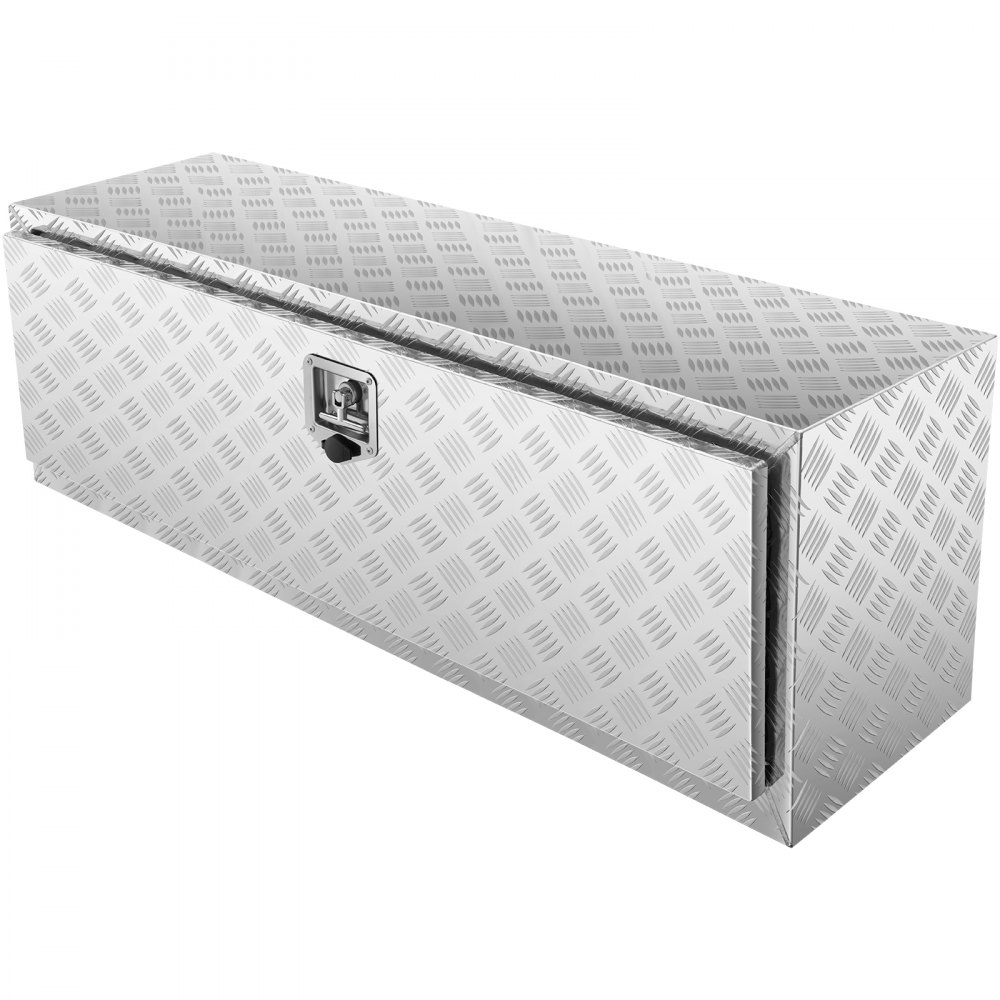 VEVOR Caja de almacenamiento para camioneta, 122 x 43 x 45 cm, resistente caja de herramientas de aluminio con placa de diamante, con cerradura y llaves, impermeable, para remolque con pestillo en T para camión, furgoneta y remolque.