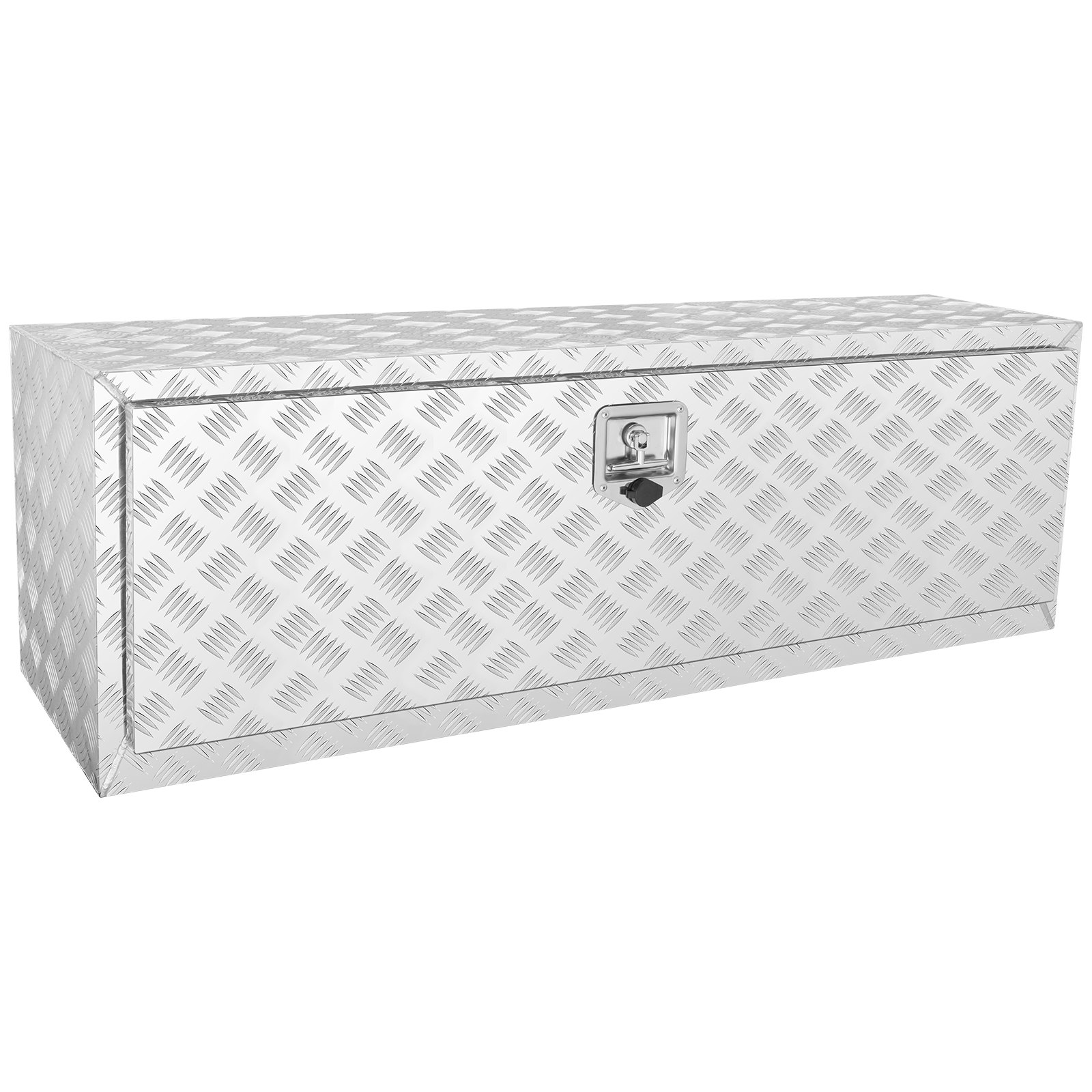 Caja de herramientas para camión VEVOR con placa de diamante de aluminio, con cerradura, diseño rectangular, almacenamiento resistente.