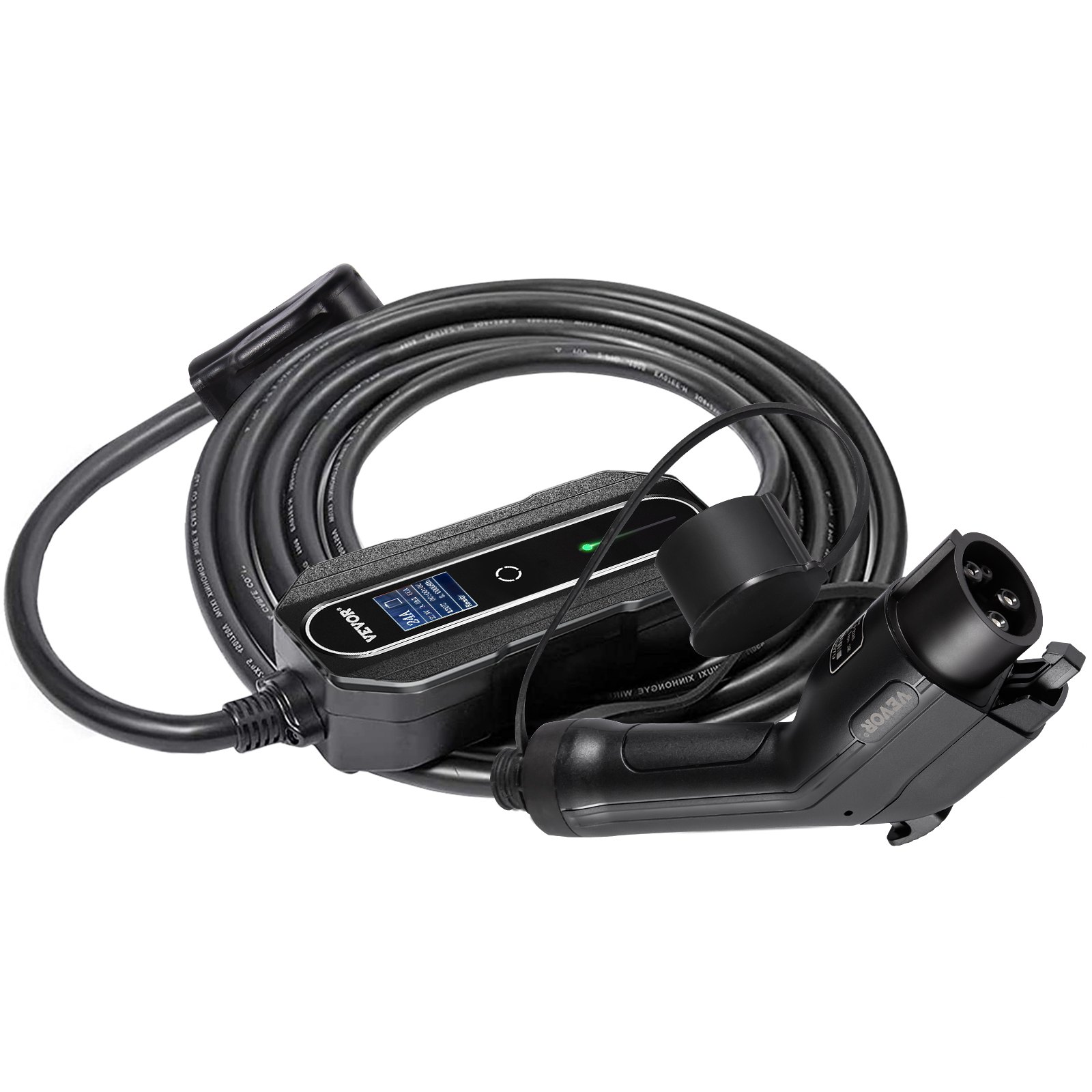 VEVOR Cargador EV Nivel 2, 24 Amp 110-240V, Cargador portátil para vehículos eléctricos con cable de carga J1772 de 25 pies Enchufe NEMA 10-30, 10/16/20/24A Estación de carga EV doméstica enchufable ajustable para automóviles eléctricos