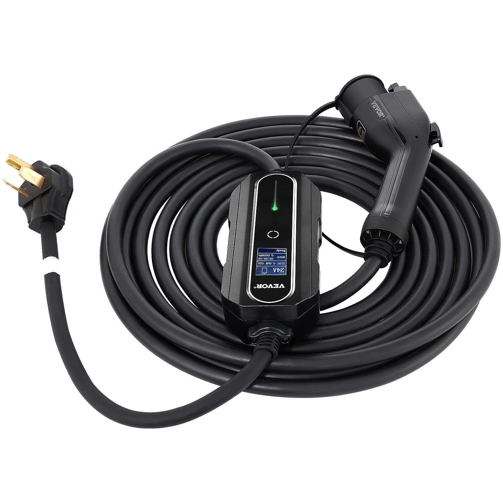 VEVOR Cargador EV Nivel 2, 24 Amp 110-240V, Cargador portátil para vehículos eléctricos con cable de carga J1772 de 25 pies Enchufe NEMA 10-30, 10/16/20/24A Estación de carga EV doméstica enchufable ajustable para automóviles eléctricos