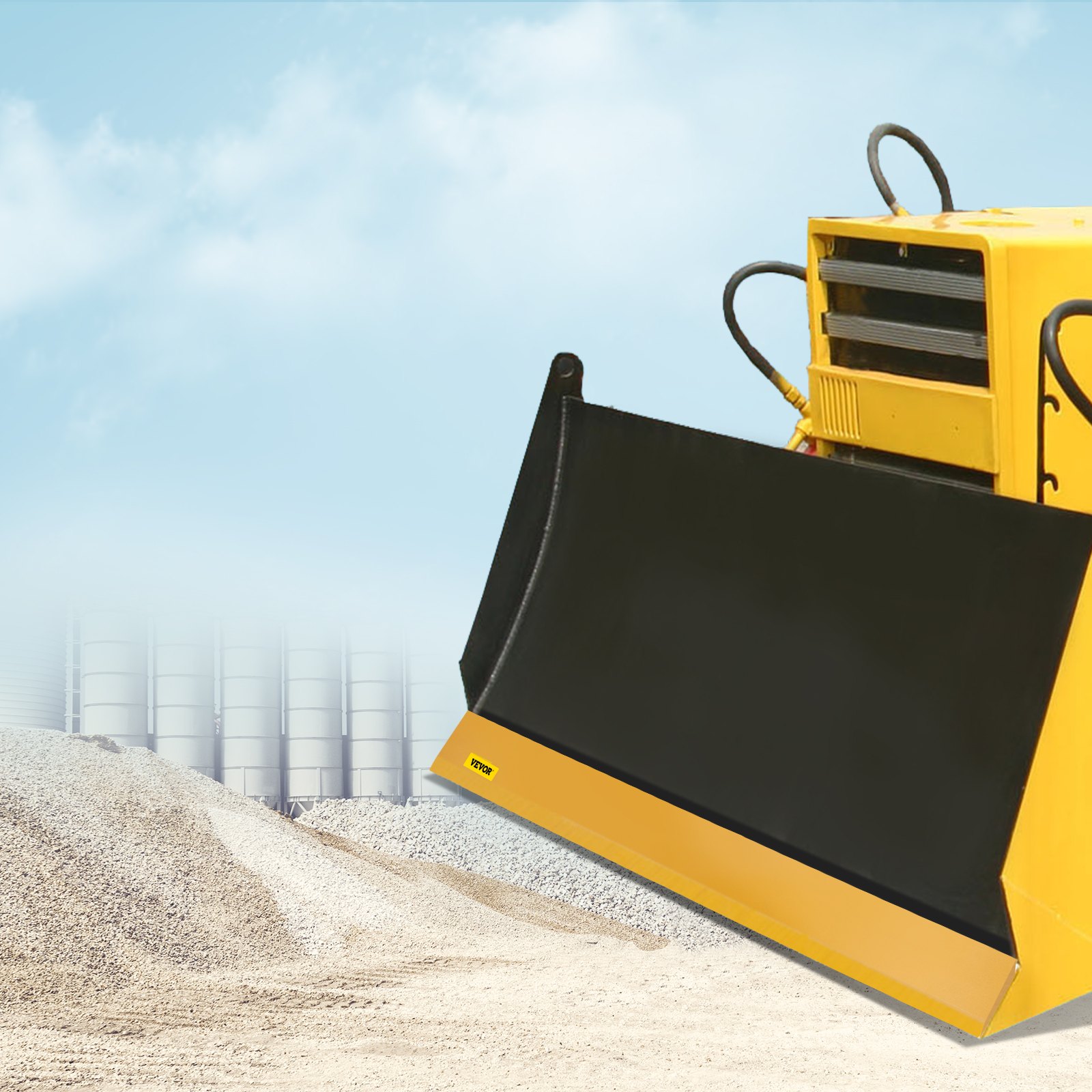 Cuchilla de cucharón VEVOR, 60 x 4 x 1/2", cuchilla avanzada soldable y atornillable, cuchilla de acero al carbono-manganeso de 16 Mn para cargadora, cuchilla de dirección deslizante con pintura para excavadora y carga