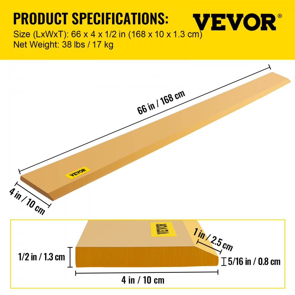 Cuchilla de cucharón VEVOR, 66 x 4 x 1/2", cuchilla avanzada soldable y atornillable, cuchilla de acero al carbono-manganeso de 16 Mn para cargadora, cuchilla de dirección deslizante con pintura para excavadora y carga