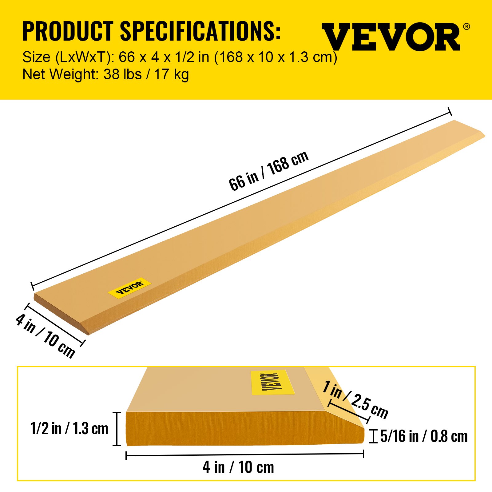 Cuchilla de cucharón VEVOR, 66 x 4 x 1/2", cuchilla avanzada soldable y atornillable, cuchilla de acero al carbono-manganeso de 16 Mn para cargadora, cuchilla de dirección deslizante con pintura para excavadora y carga