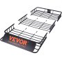 Cesta de carga para portaequipajes de techo VEVOR con marco de acero negro y logotipo naranja, que muestra secciones modulares.