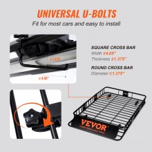 VEVOR Cesta de carga para portaequipajes de techo, 64" x 39" x 6" portaequipajes de techo con extensión, resistente capacidad de 200 libras, cesta universal para portaequipajes, portaequipajes para SUV, camión, vehículo