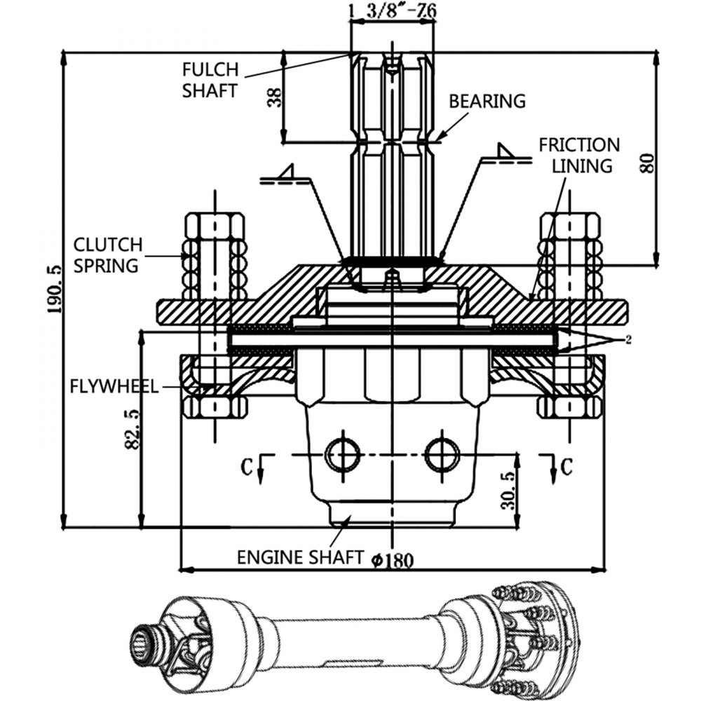 Embrague deslizante VEVOR, Embrague deslizante de PTO de 1 3/8", Embrague de fricción de PTO de 6 extremos estriados, Embrague deslizante de tractor de acero carburado, Embrague deslizante de cortador giratorio ajustable, Embrague deslizante de PTO amarillo para eje de PTO