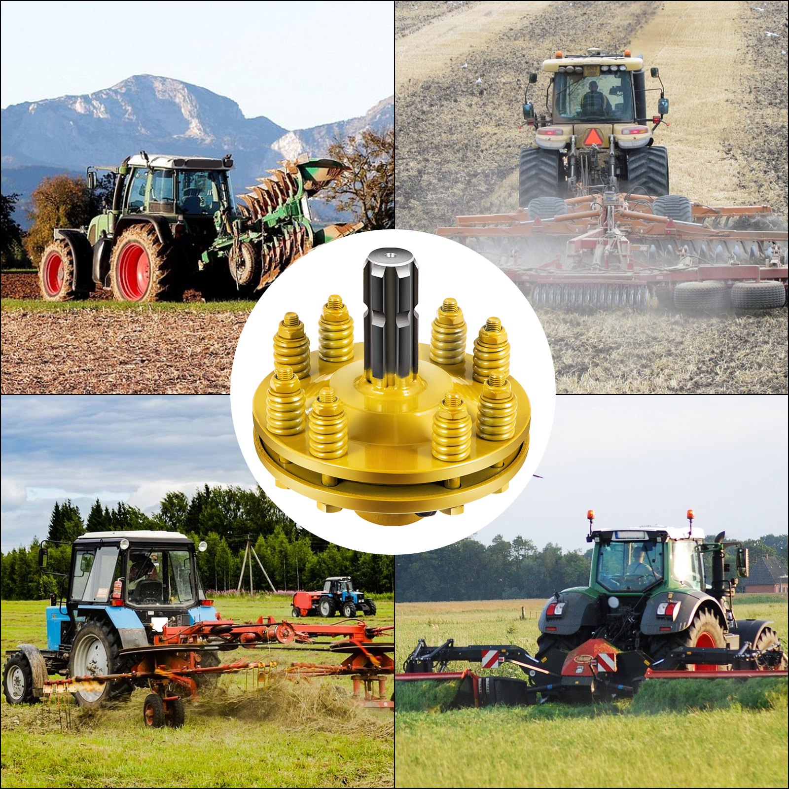 Embrague deslizante VEVOR, Embrague deslizante de PTO de 1 3/8", Embrague de fricción de PTO de 6 extremos estriados, Embrague deslizante de tractor de acero carburado, Embrague deslizante de cortador giratorio ajustable, Embrague deslizante de PTO amarillo para eje de PTO