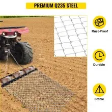 VEVOR Cadena de ATV de 4 x 5 pies, accesorios de tractor UTV, alfombrilla de arrastre para nivelación de paisajes o preparación de césped, niveladora de rastrillo de grada duradera para entrada de grava, granja, jardín, campo, negro