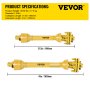 Eje de TDF VEVOR, eje de transmisión de TDF de 1-3/8", eje de transmisión de TDF de 6 estrías en ambos extremos, eje de TDF para tractor serie 4, eje de TDF para desbrozadora de 31,5" a 41", eje de TDF amarillo con embrague deslizante para desbrozadora/corte