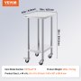 VEVOR Mesa de Trabajo de Acero Inoxidable 610 x 457 x 954,6 mm Mesa de Preparación de Alimentos con 4 Ruedas Mesa de Cocina Estante Ajustable en Altura para Cocina Restaurante Bar Garaje al Aire Libre