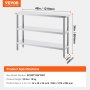 Mesa de preparación de alimentos VEVOR de acero inoxidable, mesa de trabajo comercial para cocina de 35,5 x 122 x 86 cm, con 2 estantes inferiores ajustables, mesa de preparación de metal resistente para barbacoa, cocina, hogar y garaje.