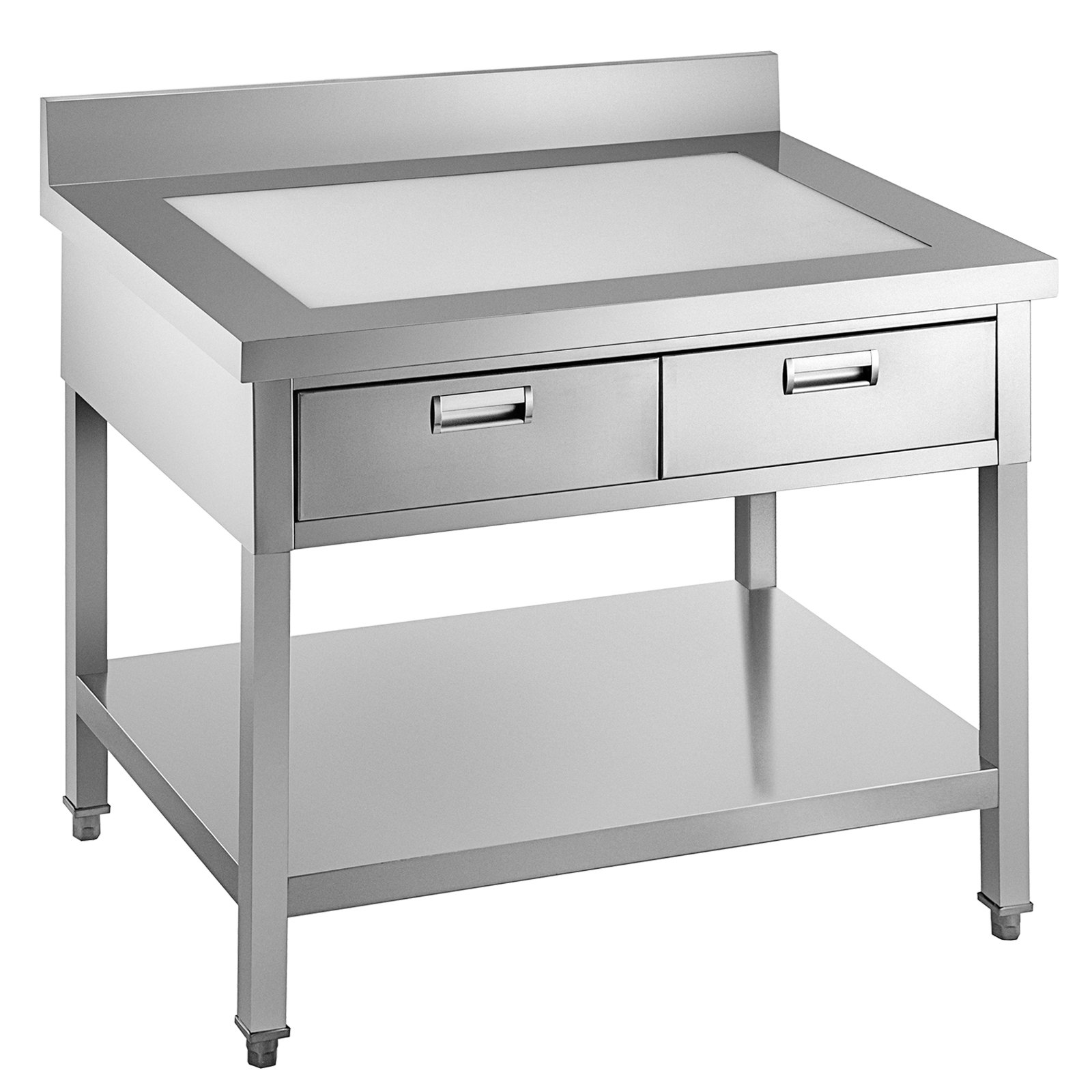 VEVOR Mesa de Trabajo Cocina Acero Inoxidable 610 x 914 x 850 mm con 2 Cajones