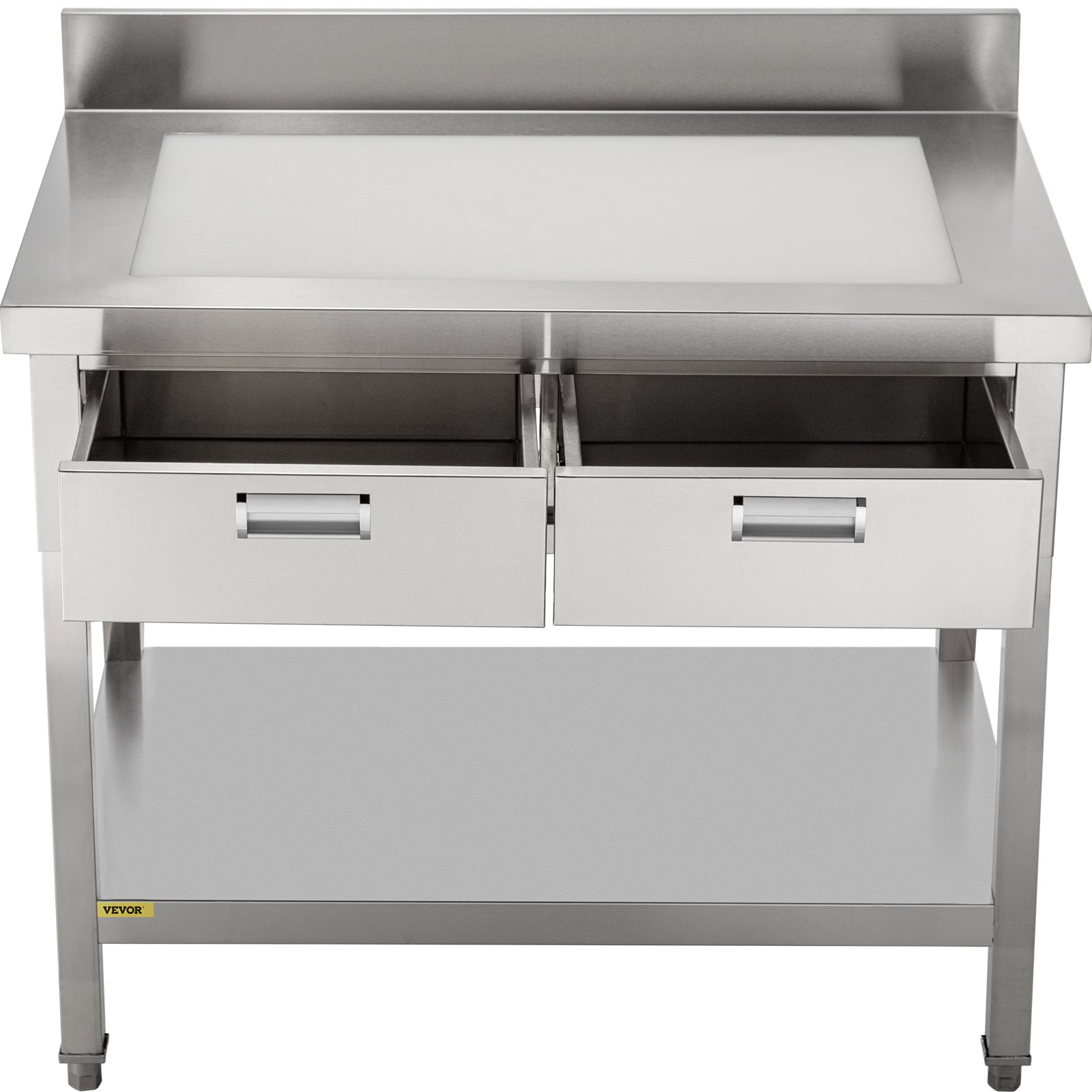 VEVOR Mesa de Trabajo Mesa de Cocina Mesa Acero Inoxidable 610 x 1220 x 850 mm con 2 Cajones Mesa De Preparación