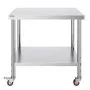 VEVOR Stainless Steel Work Table 36 x 30 x 34 Inch, 700 LBS Load Capacity with 4 Wheels, 3 Adjustable Height Levels, Heavy Duty Food Prep Worktable for Commercial Kitchen Restaurant, Silver
