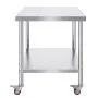 VEVOR Stainless Steel Work Table 36 x 30 x 34 Inch, 700 LBS Load Capacity with 4 Wheels, 3 Adjustable Height Levels, Heavy Duty Food Prep Worktable for Commercial Kitchen Restaurant, Silver