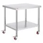 VEVOR Stainless Steel Work Table 36 x 30 x 34 Inch, 700 LBS Load Capacity with 4 Wheels, 3 Adjustable Height Levels, Heavy Duty Food Prep Worktable for Commercial Kitchen Restaurant, Silver