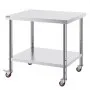 VEVOR Stainless Steel Work Table 36 x 30 x 34 Inch, 700 LBS Load Capacity with 4 Wheels, 3 Adjustable Height Levels, Heavy Duty Food Prep Worktable for Commercial Kitchen Restaurant, Silver