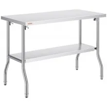VEVOR Mesa de Trabajo Plegable Mesa De Preparación Mesa De Cocina Mesa Acero Inoxidable 1220 x 610 x 850 mm con Estante Extraíble 350 kg Carga