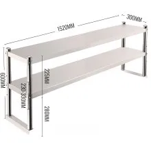 VEVOR Mesa De Preparación Mesa De Trabajo Mesa Acero Inoxidable Estante de Cocina Acero Inoxidable 12  x 60  Mesa de Cocina 2 Niveles