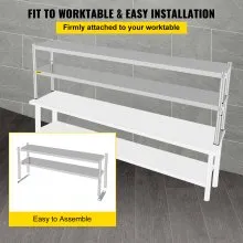 VEVOR Estante de cocina superior doble estante superior de acero inoxidable de doble nivel estante superior de doble cubierta de 72 x 12 pulgadas