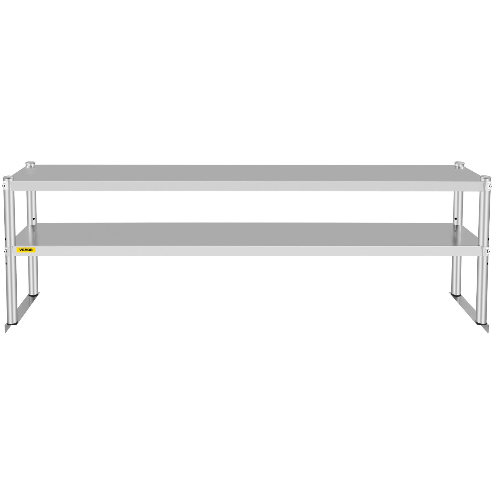 Estante doble VEVOR de acero inoxidable de dos niveles, 183 cm de largo x 30 cm de ancho, altura ajustable para mesas de preparación y trabajo en cocinas, restaurantes y talleres.