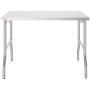 Mesa de preparación comercial plegable VEVOR con cubierta de acero inoxidable y patas resistentes.