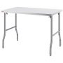 Mesa de preparación comercial plegable VEVOR con patas de acero inoxidable y tablero rectangular