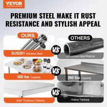 VEVOR Mesa de preparación comercial Mesa De Trabajo Mesa De Cocina comercial resistente Mesa Acero Inoxidable plegable de 48 x 30 pulgadas