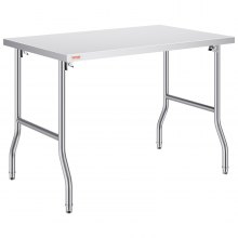 VEVOR Mesa de preparación comercial Mesa De Trabajo Mesa De Cocina comercial resistente Mesa Acero Inoxidable plegable de 48 x 30 pulgadas