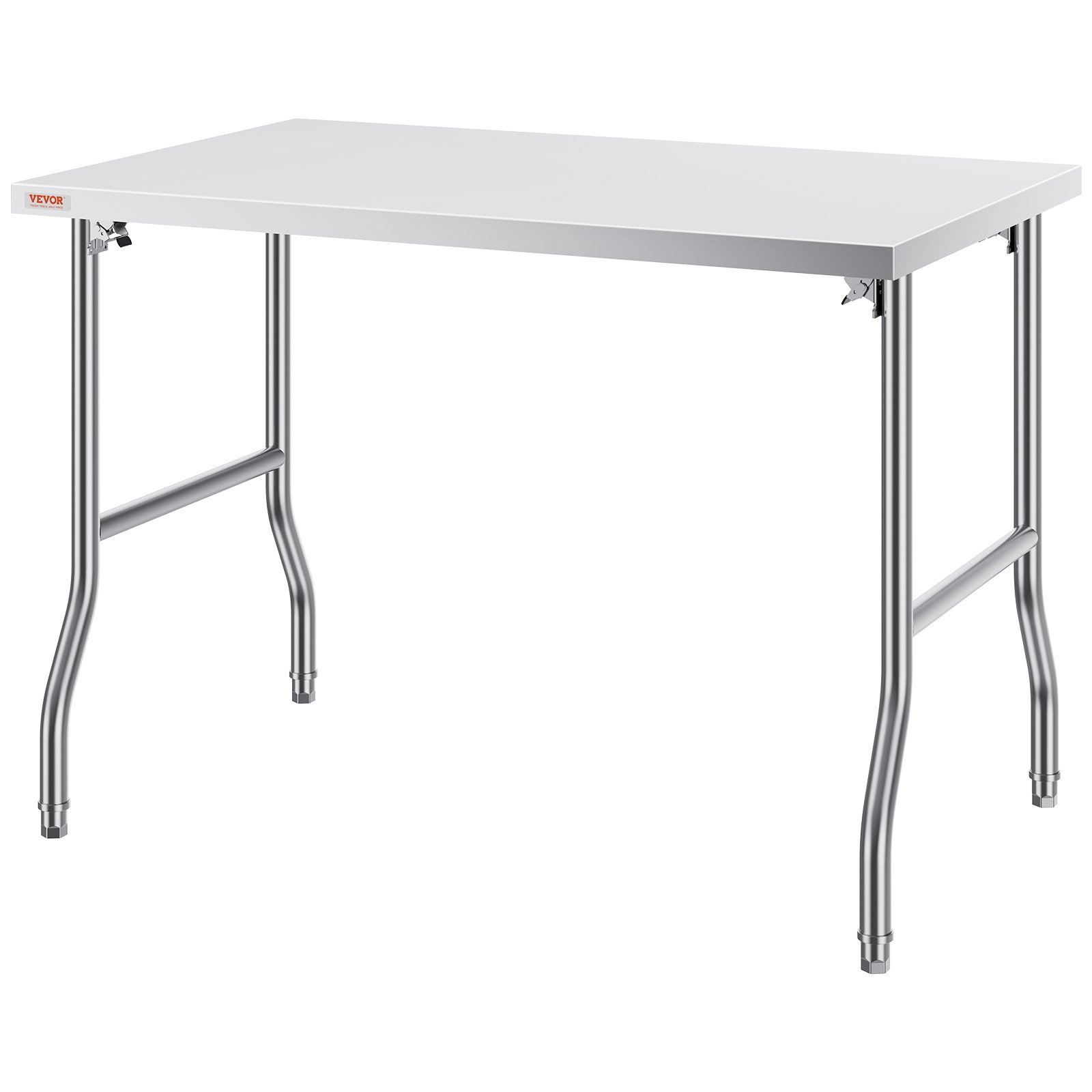 Mesa de preparación comercial plegable VEVOR con patas de acero inoxidable y tablero rectangular