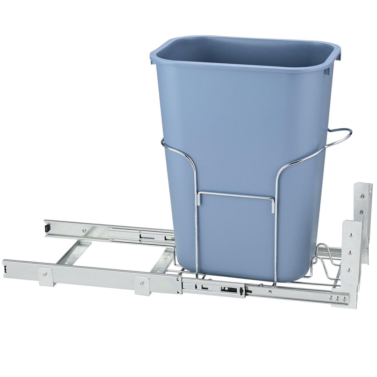 Cubo de basura extraíble VEVOR gris con marco deslizante metálico.