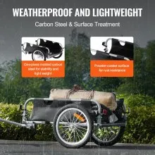 VEVOR Remolque de carga para bicicletas, capacidad de carga de 100 libras, carrito para bicicletas de alta resistencia, almacenamiento compacto plegable y liberación rápida con enganche universal, ruedas de 16 pulgadas, reflectores seguros, se adapta a ruedas de bicicleta de 22 a 28 pulgadas
