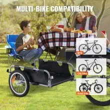 VEVOR Remolque de carga para bicicletas, capacidad de carga de 100 libras, carrito para bicicletas de alta resistencia, almacenamiento compacto plegable y liberación rápida con enganche universal, ruedas de 16 pulgadas, reflectores seguros, se adapta a ruedas de bicicleta de 22 a 28 pulgadas