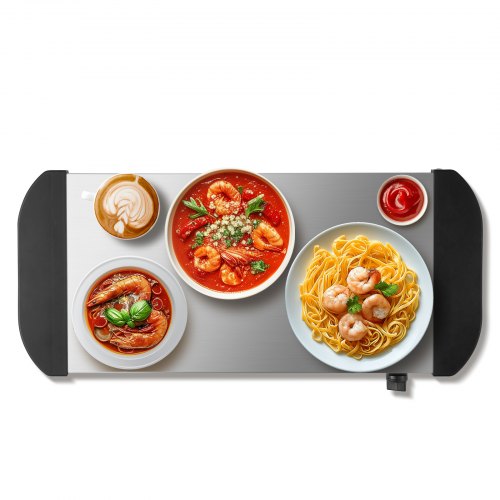 Bandeja eléctrica VEVOR para calentar alimentos, bandejas para bufé, bandejas con control de temperatura ajustable, calentador de alimentos portátil de acero inoxidable, placa calefactora perfecta para fiestas, catering y festividades.