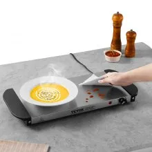 Bandeja calefactora eléctrica VEVOR para calentar alimentos tipo bufé con control de temperatura de acero inoxidable