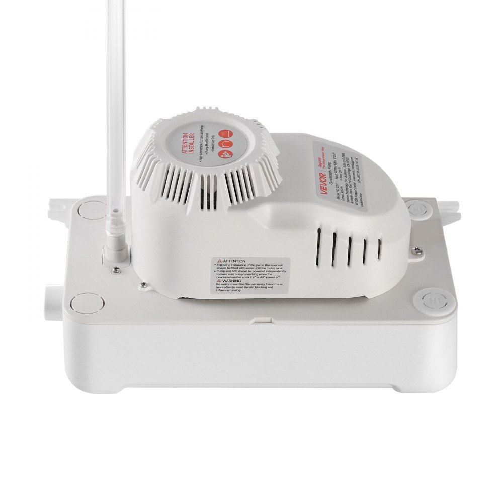 Bomba de condensado VEVOR, 1/12 HP, 90 GPH, elevación de 20 pies, bomba automática de eliminación de condensado de CA de 115 V con interruptor de seguridad, tubería de 20 pies, para aire acondicionado, deshumidificador, HVAC, horno, drenaje de agua de máquina de hielo.