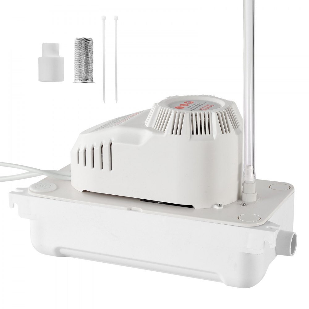 Bomba de condensado VEVOR, 1/12 HP, 90 GPH, elevación de 20 pies, bomba automática de eliminación de condensado de CA de 115 V con interruptor de seguridad, tubería de 20 pies, para aire acondicionado, deshumidificador, HVAC, horno, drenaje de agua de máquina de hielo.
