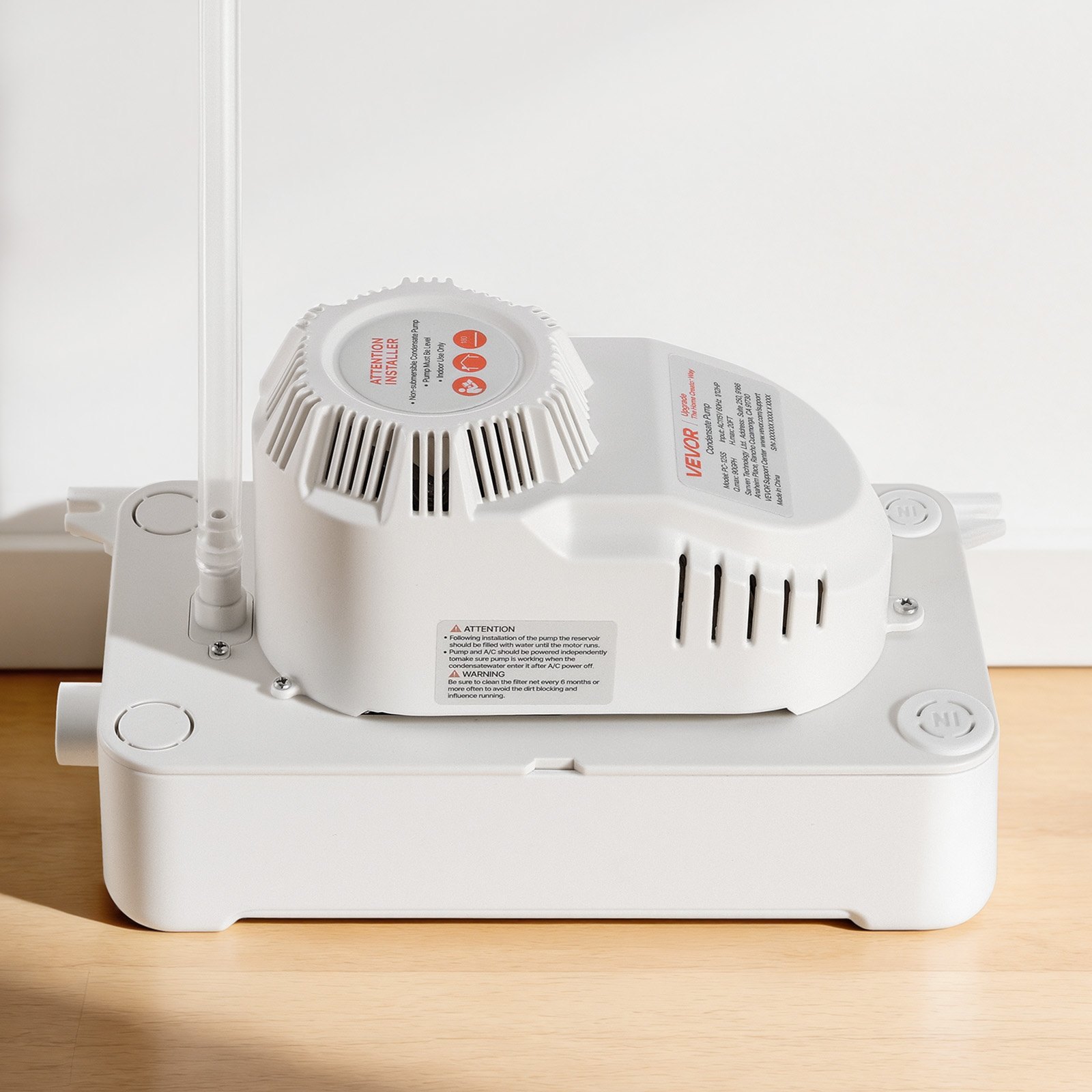 Bomba de condensado VEVOR, 1/12 HP, 90 GPH, elevación de 20 pies, bomba automática de eliminación de condensado de CA de 115 V con interruptor de seguridad, tubería de 20 pies, para aire acondicionado, deshumidificador, HVAC, horno, drenaje de agua de máquina de hielo.