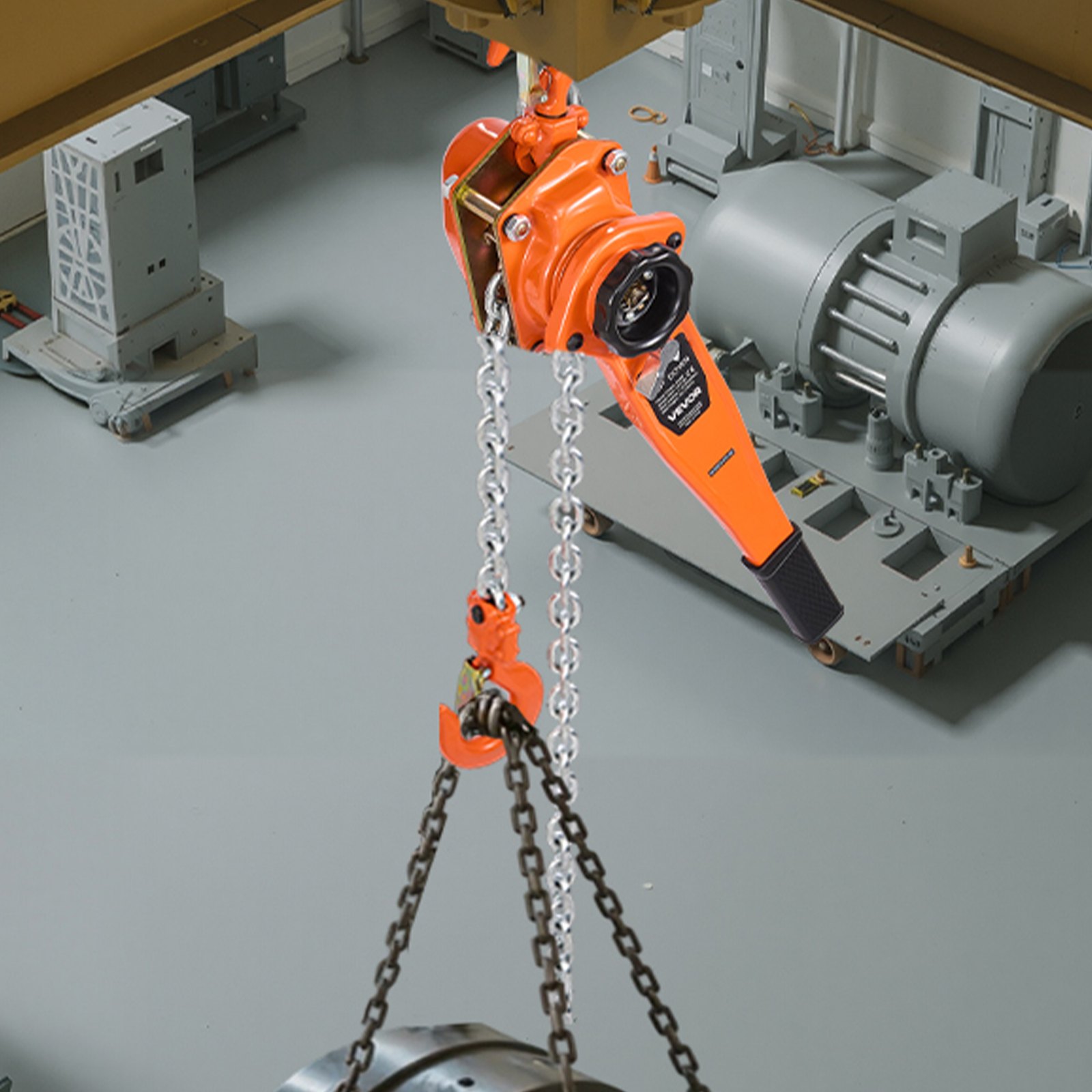 Polipasto de cadena manual VEVOR, 1-1/2T, capacidad de 3300LBS, polipasto de alta resistencia, cadena de acero aleado G80 de 10 pies de elevación con freno mecánico de doble trinquete, ganchos giratorios de 360°, para almacén, construcción y garaje.