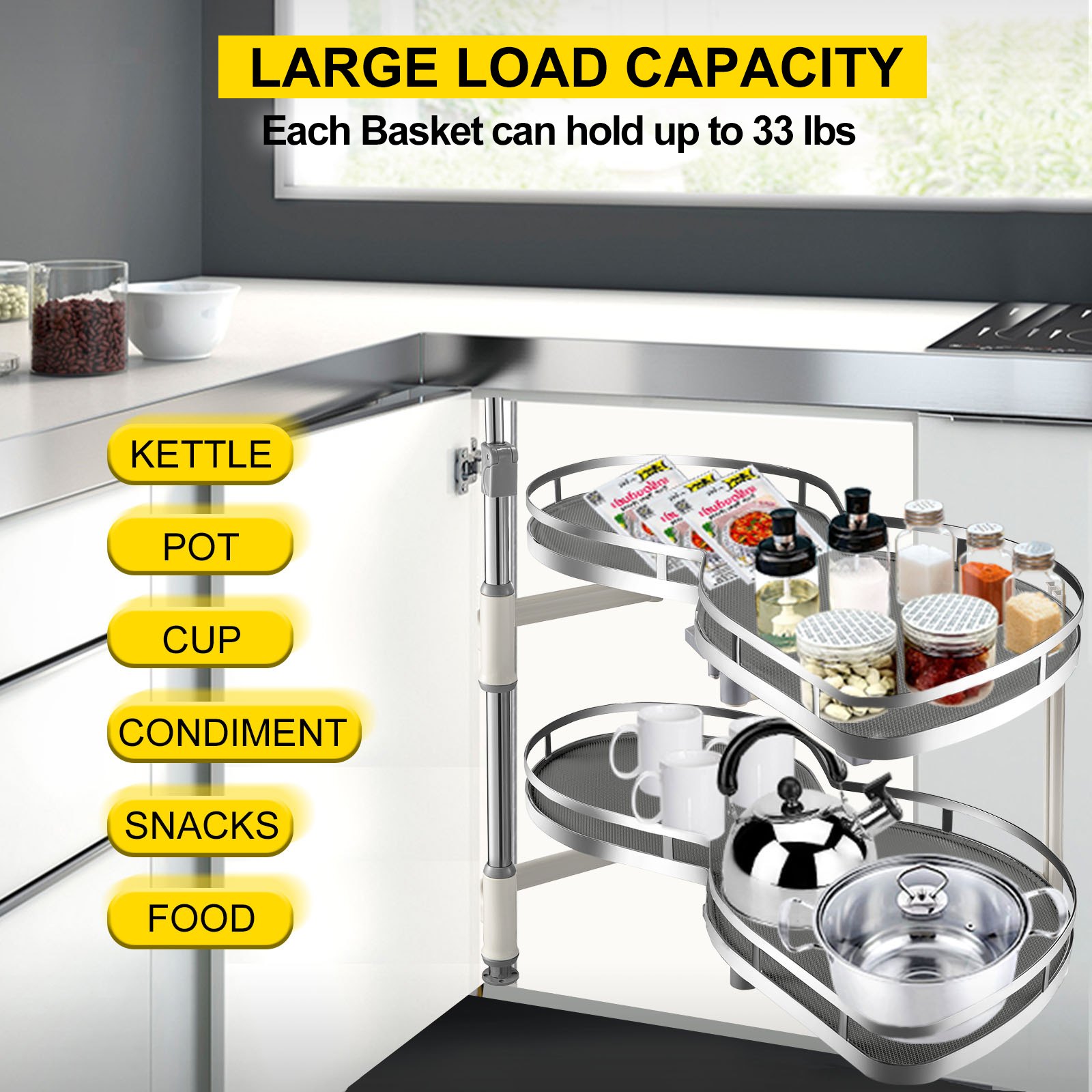 VEVOR Cloud Blind Corner Pullout Blind Corner Gabinete extraíble para 34 en 2 niveles