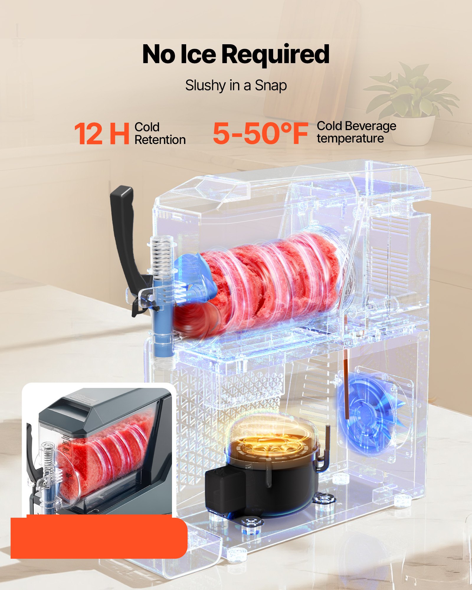 VEVOR Máquina para Hacer Granizados con Un Tanque de 4 L, Máquina de Granizado de Hielo para Hogar, sin Necesidad de Hielo, 5 Programas Preestablecidos, para Hacer Margaritas, Frappés, Batidos