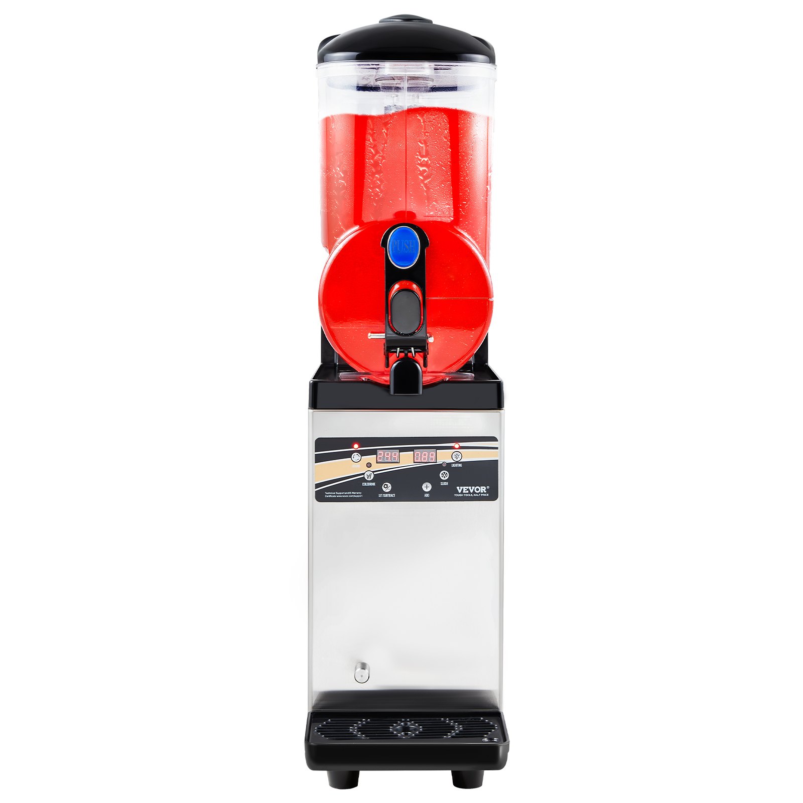 VEVOR - Máquina comercial para hacer granizados con un solo tanque de 15 l, de acero inoxidable, para 60 tazas de batidos de margarita, ideal para fiestas en casa, restaurantes, cafeterías y bares.