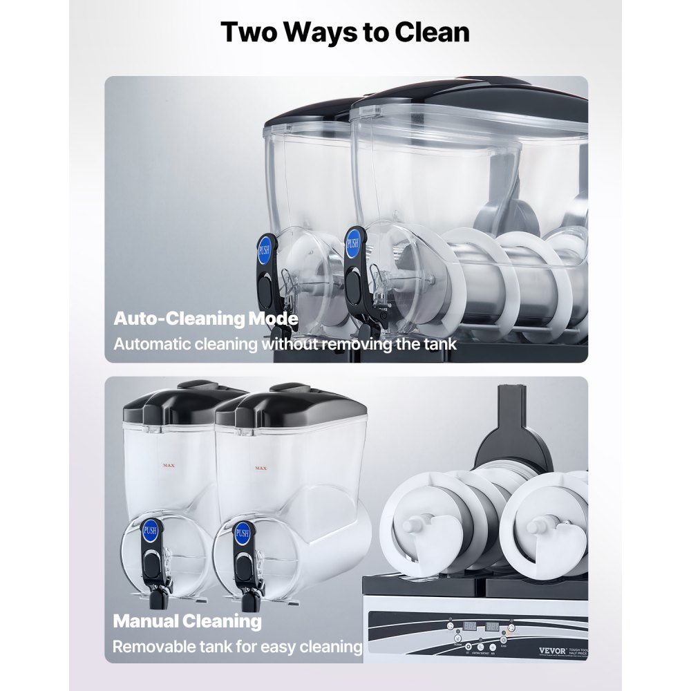 VEVOR - Máquina comercial para hacer granizados con doble tanque de 15 L x 2 pulgadas, de acero inoxidable, para preparar 120 tazas de margaritas, batidos y granizados, ideal para fiestas en casa, restaurantes, cafeterías y bares.